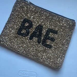 Beaded Gold and Black 'BAE' Clutch